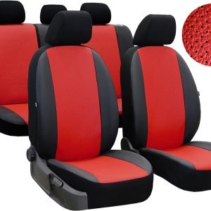 Pokter Autopoťahy Leather Look PERLINE perforovane - červené